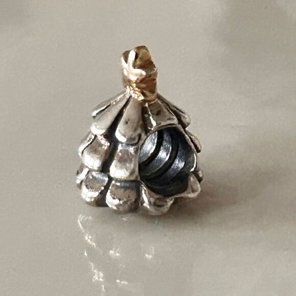 Pandora Moments Christmas Tree Charm Bead w Star Silver 925 Gold 14K Authentic - Picture 4 of 7